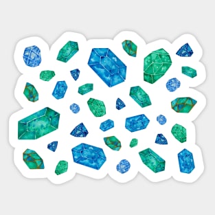 Blue gemstones pattern (black version) Sticker